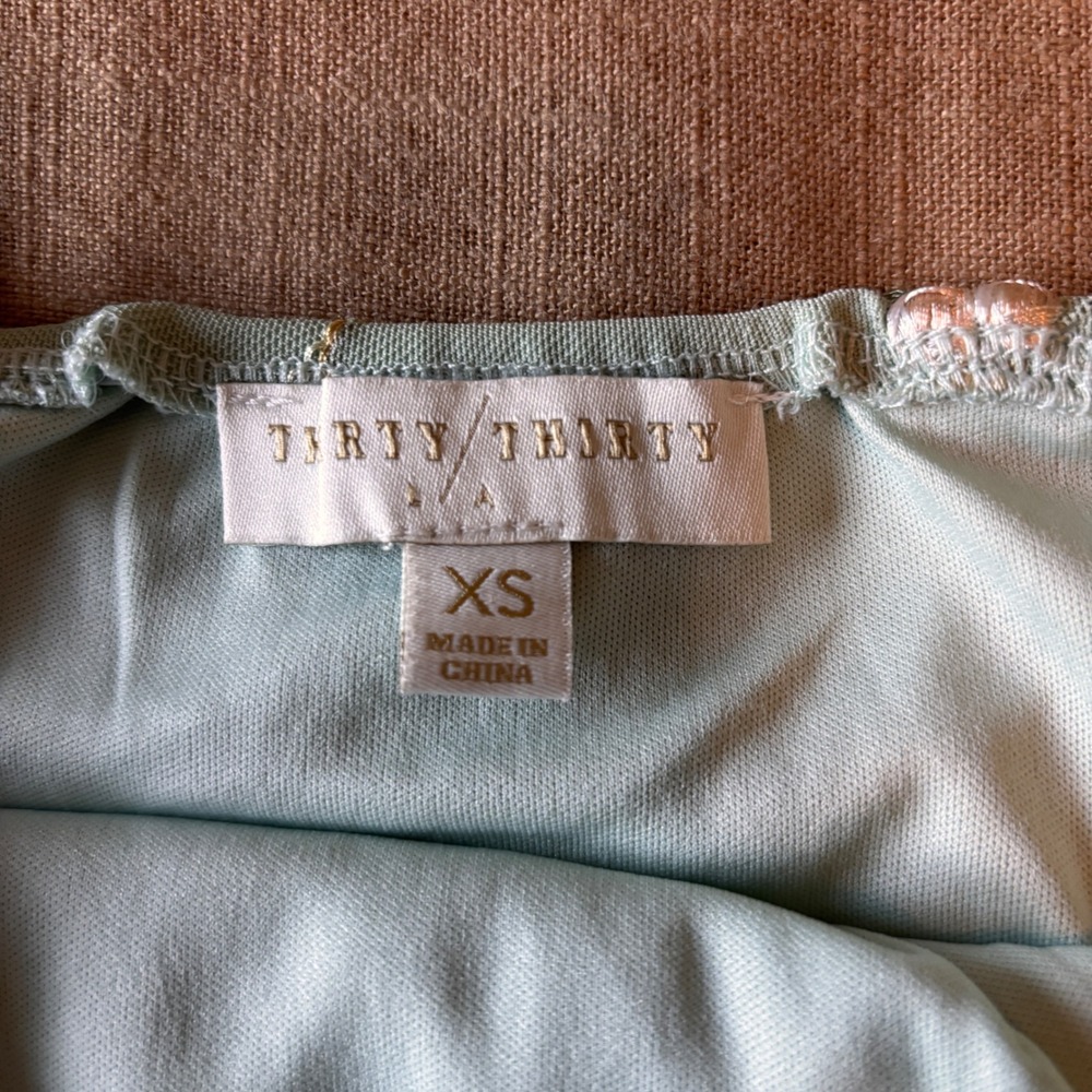 Thirty Thirty LA Sage Green Floral Embroidered Mesh Lace Trim Camisole Top XS - Picture 3 of 5